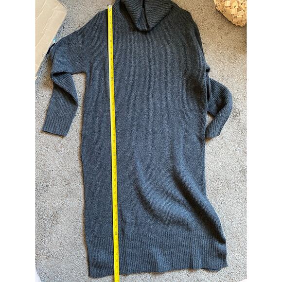 NWT Medium Old Navy Gray Shaker-Stitch Turtleneck Midi Long Sleeve Sweater Dress - Picture 5 of 7